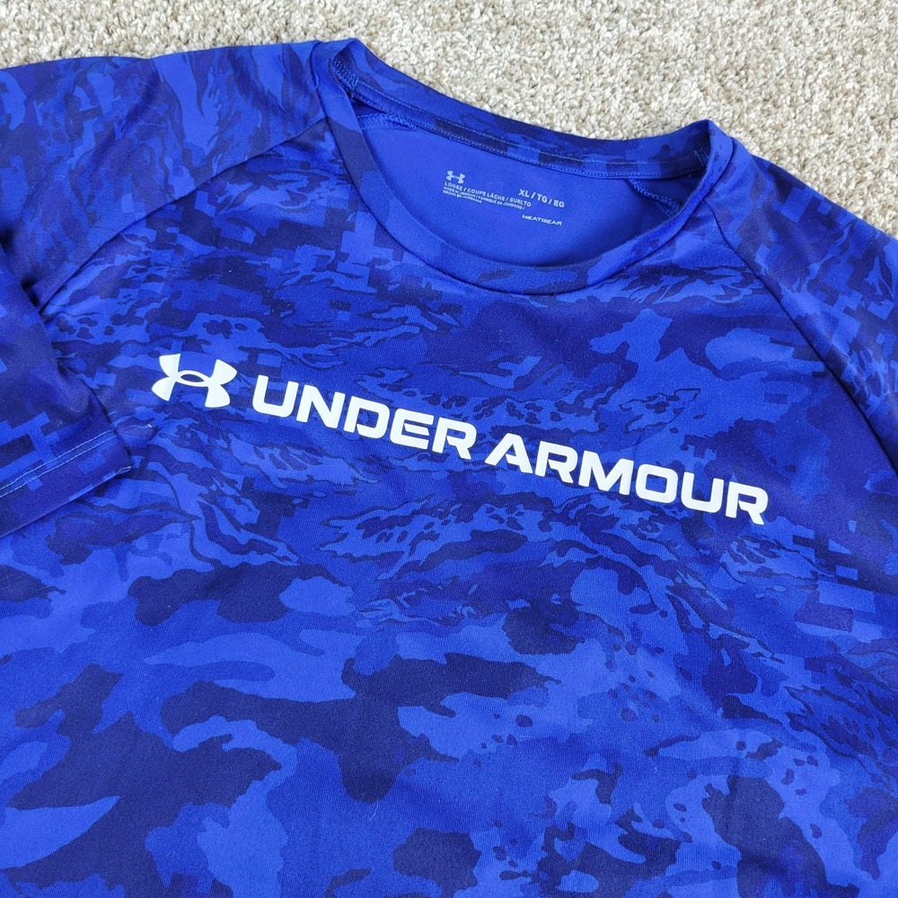 Under Armour‎ Loose Mens XL Blue Camo Performance Stretch T Shirt